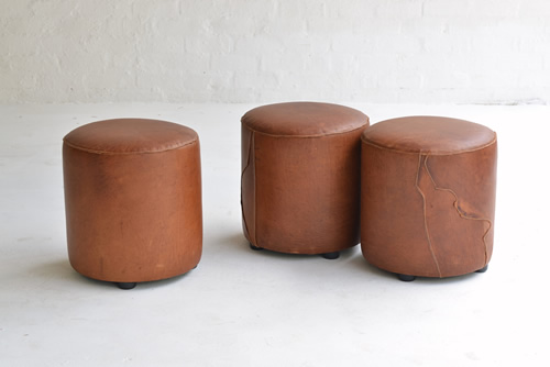 020 Ottomans - Round leather 
